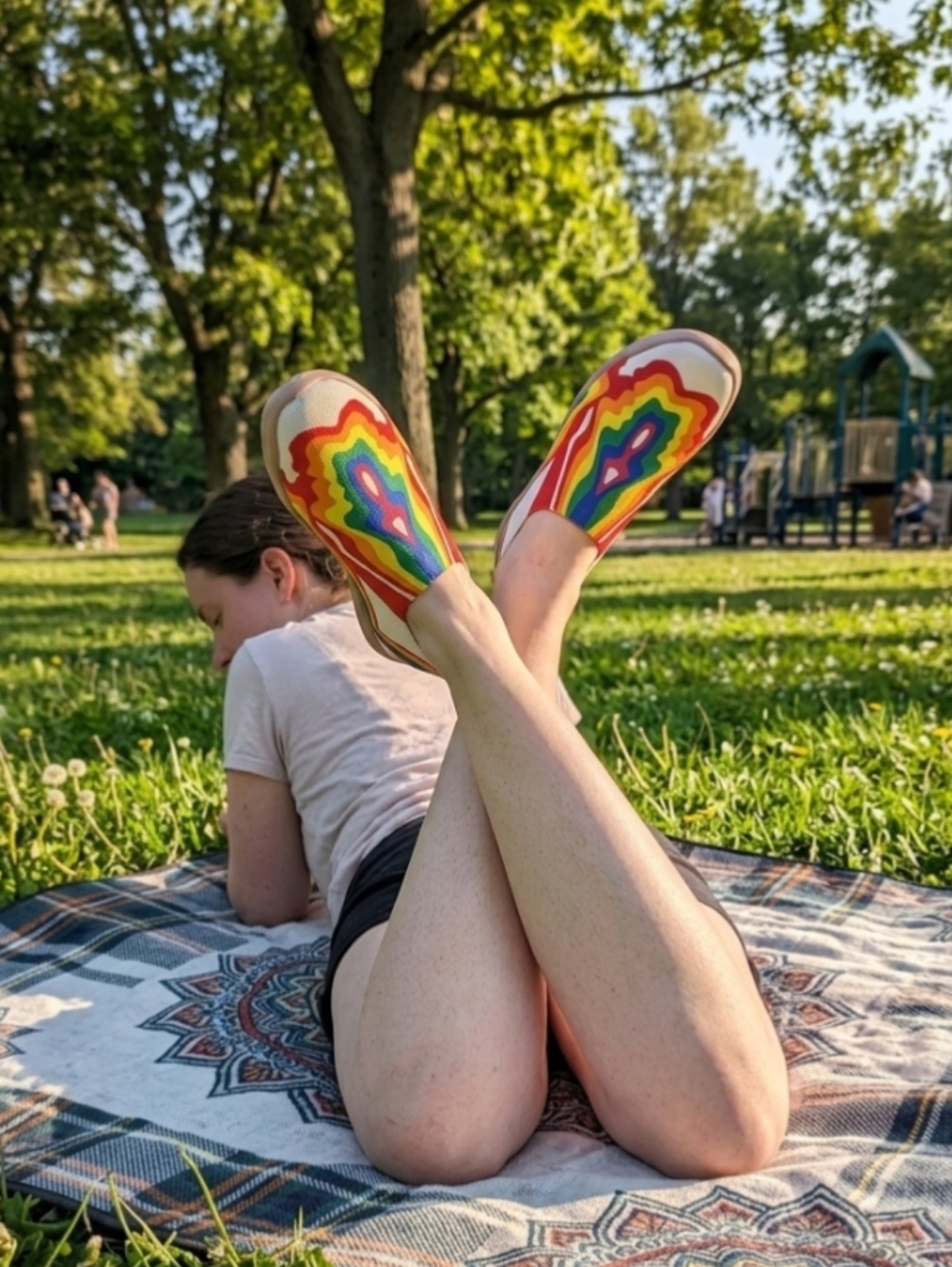 UIN Rainbow Slip On Loafers Ergonomic Knit Walking Shoes PRIDE Art Flats Sz 7.5 - Picture 2 of 10